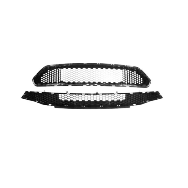 Upper + Lower Grille Compatible with 2018-2022 Ford Mustang Black Honeycomb Style Bumper Grill