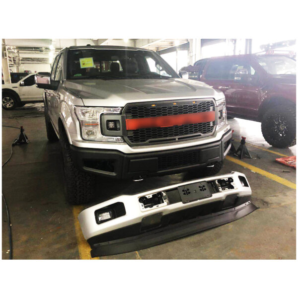 Compatible with Front Bumper Cover 2018-2021 F150 New Primed with Car Light Holes.