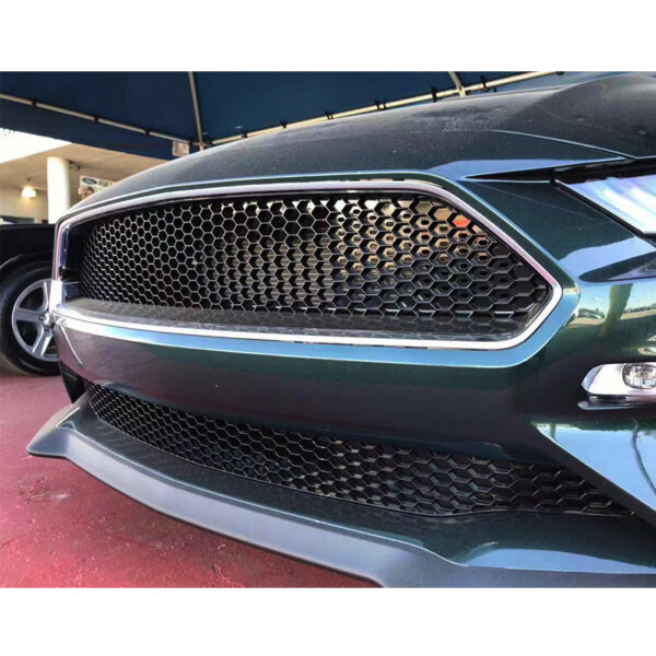 Upper + Lower Grille Compatible with 2018-2022 Ford Mustang Black Honeycomb Style Bumper Grill