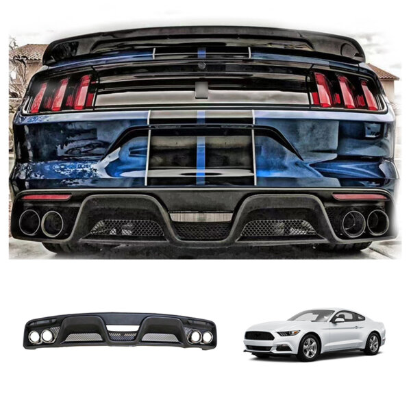 Carbon Fiber Rear Exhaust Pipes Rear Bumper Lip For Ford Mustang 2015-2017