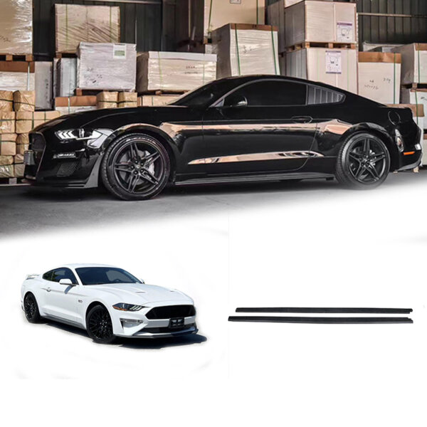 Gloss Black Side Skirts Side Spoiler For Ford Mustang 2018-2022
