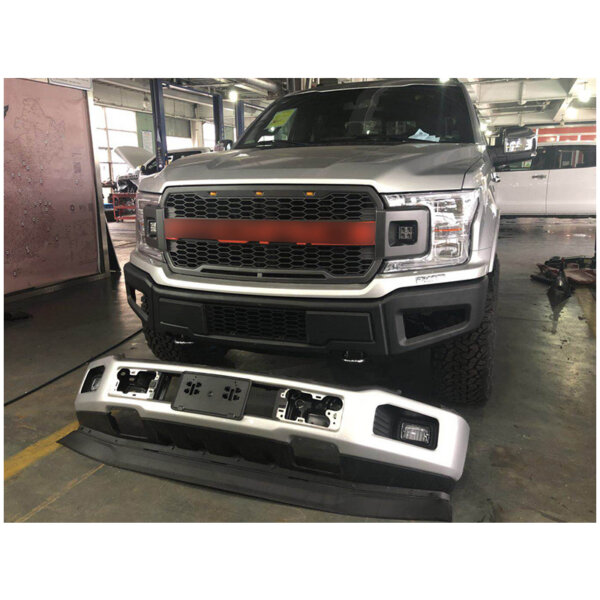 Compatible with Front Bumper Cover 2018-2021 F150 New Primed with Car Light Holes.